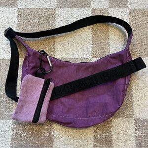BAGGU SMALL DEEP PURPLE CRESCENT + LAVENDER CANVAS ZIPPER POUCH